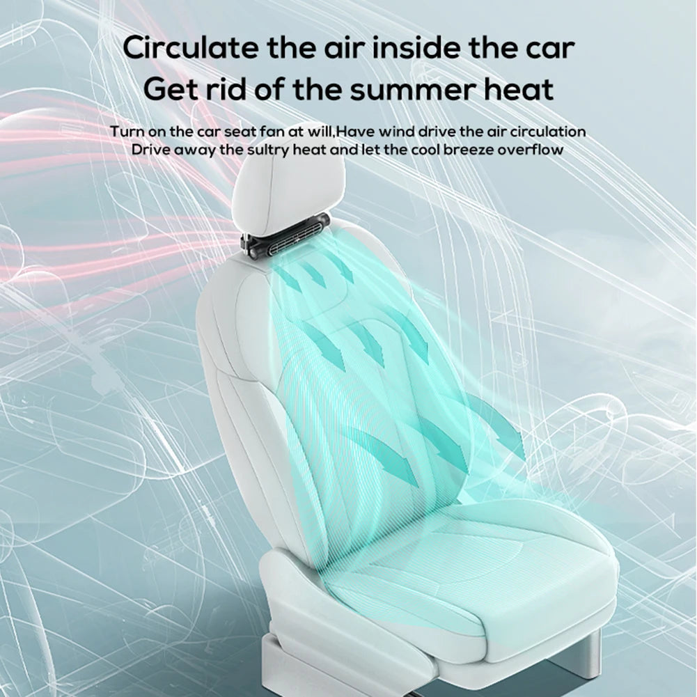 Portable Car Seat Fan 3 Speeds Adjustable Car Headrest Cooling Air Fan USB Powered Air Cooling Fan for Front Rear Seat Passenger